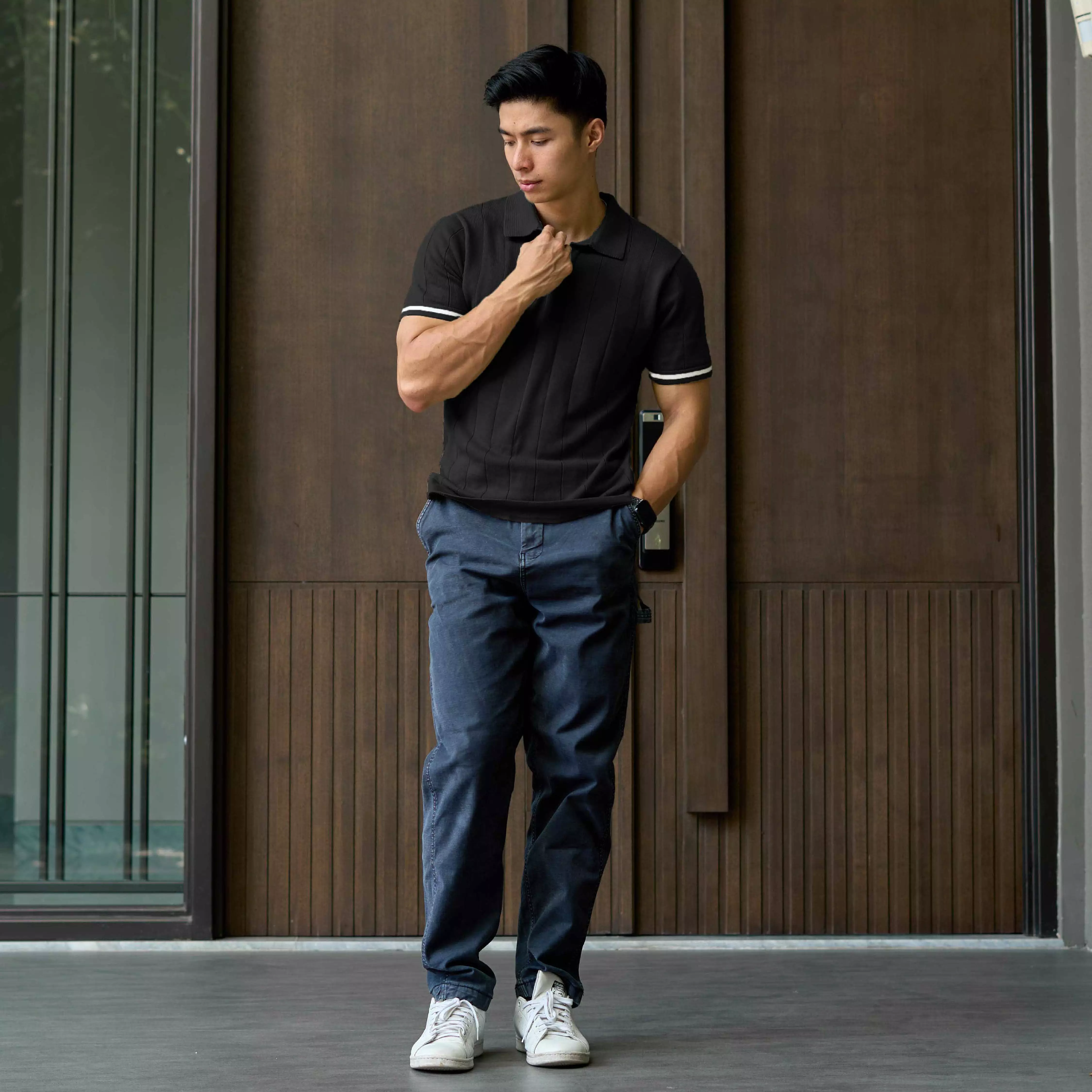 Kale Xander Black / Polo Shirt rajut premium berbahan dasar cotton wool