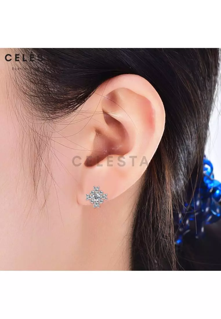 Berlian Moissanite Eloise Earring [GRA CERTIFICATE MOISSANITE DIAMOND] - Anting 0.5ct Moissanite Diamond with 925 Silver Celesta Moissanite