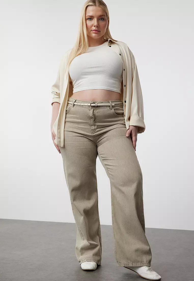 High Waist Wide Leg Plus Size Jeans