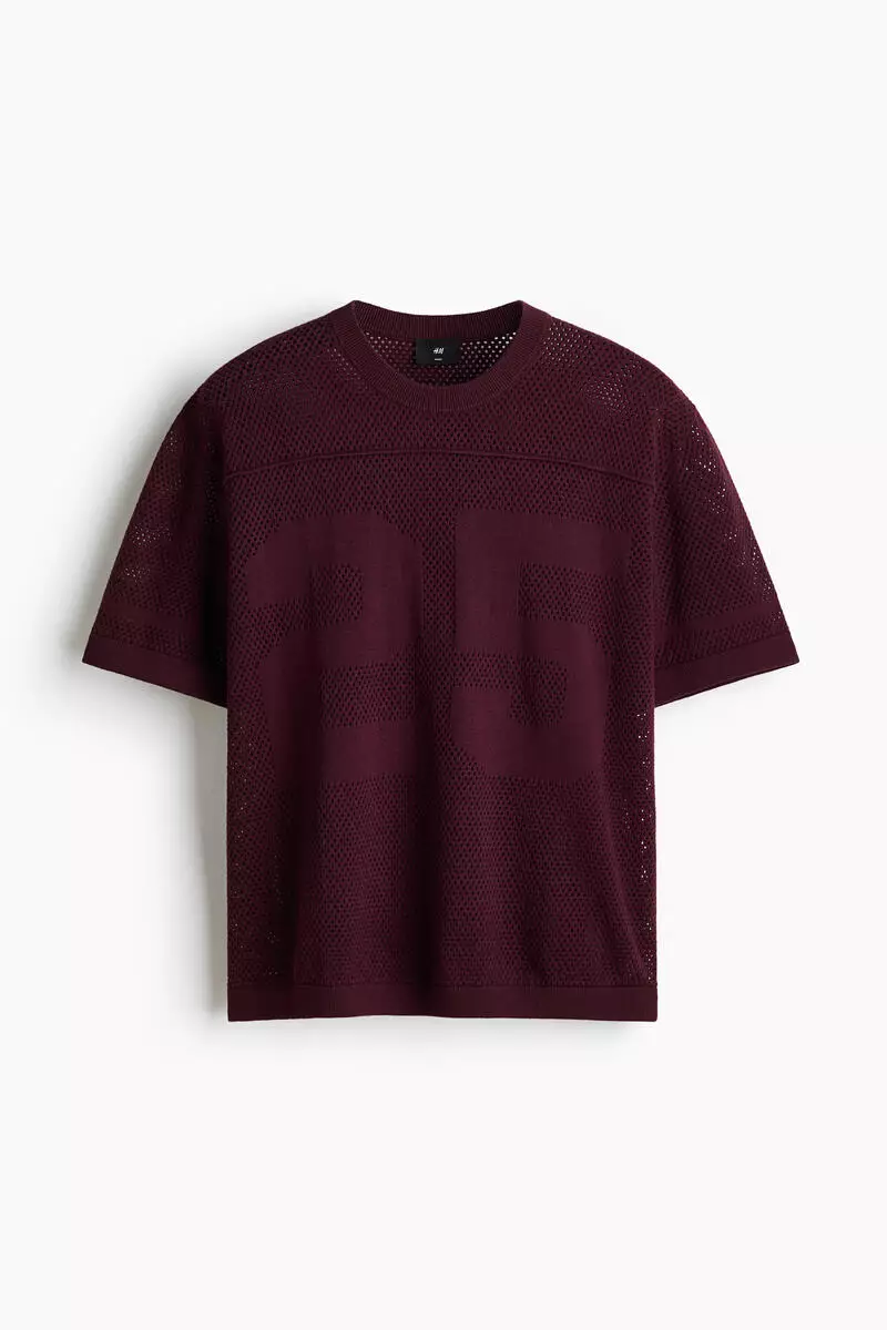 Relaxed Fit Boxy hole-knit T-shirt