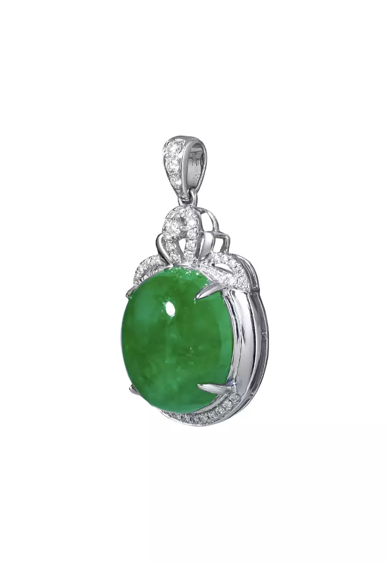 TOMEI Jade Pendant, White Gold 750