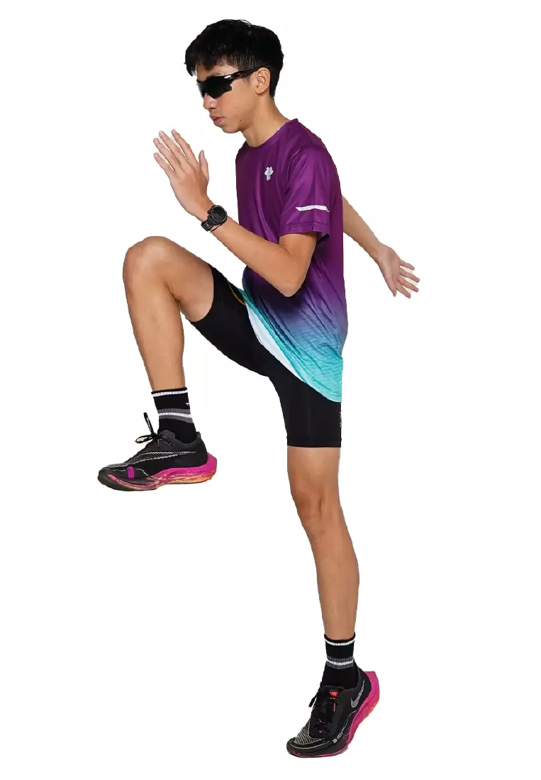 Tiento Baju Lari Ringan Jersey Running Anti UV Pria Dry Fit Lengan Pendek Airlite Bluedemon
