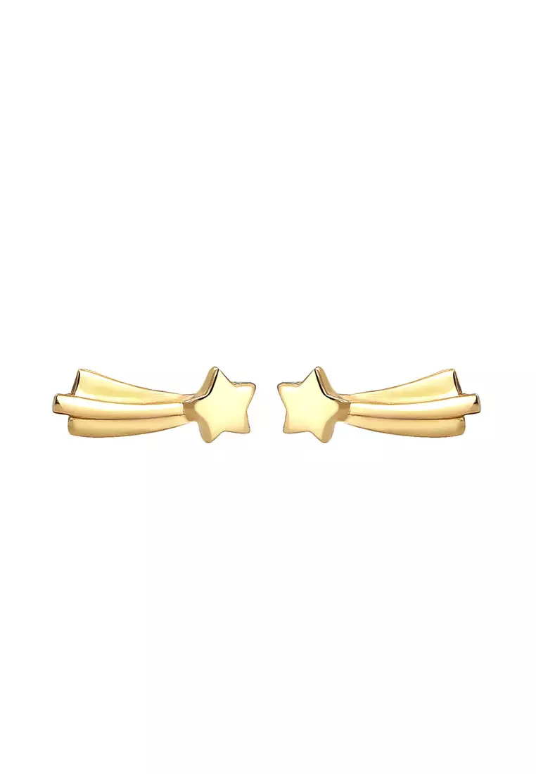 Earrings Basic Stud Shooting Star Astro Look Gold Plated