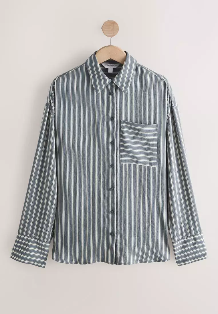Jacquard Stripe Oversized Long Sleeve Shirt