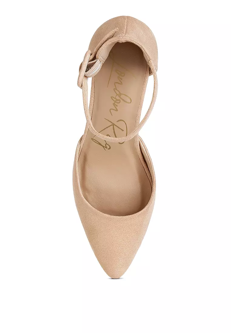 Sandal Santai Bertumit Sedang Warna Beige