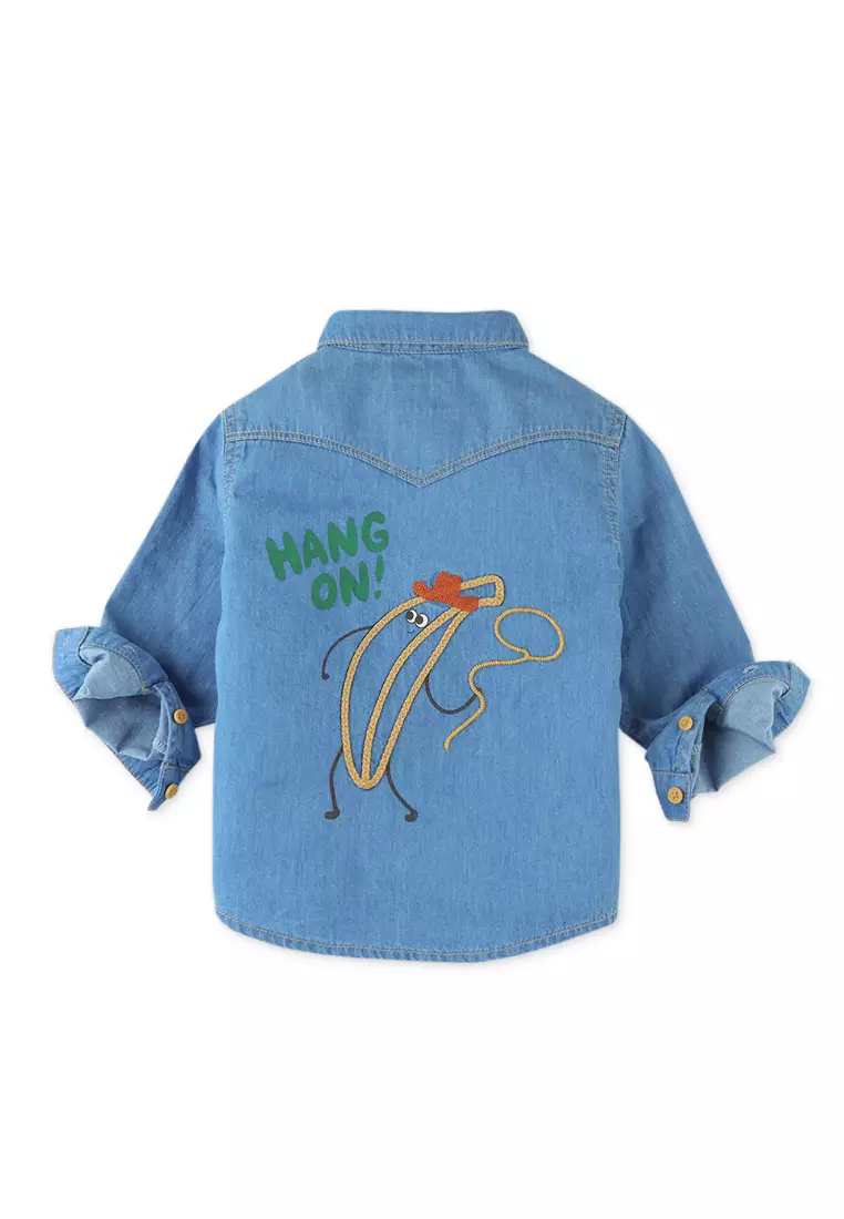 Baby Boys Hang On Banana Western Denim Shirt