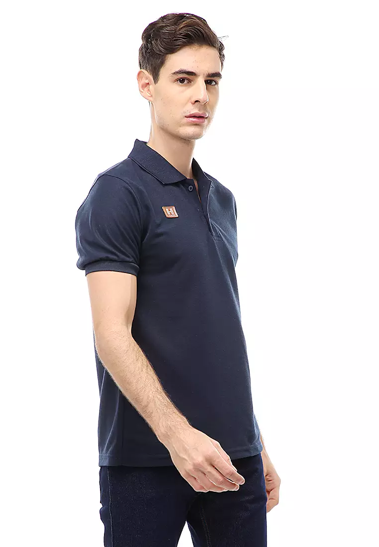 Jack Atasan Formal Pria T-Shirt Kaos Polo Polos Lengan Pendek Material Cotton ORIGINAL - Navy