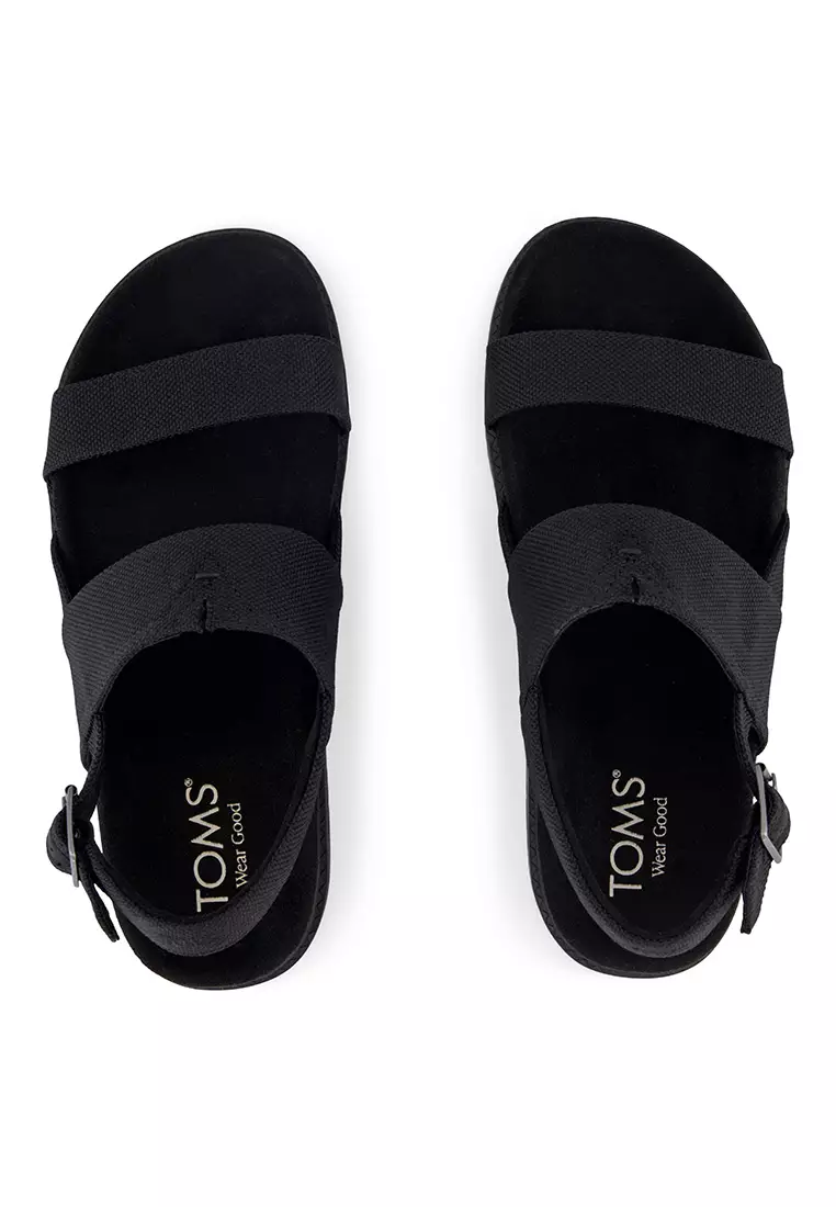 TOMS Women Marin Black Heavy Canvas Strap Sandals