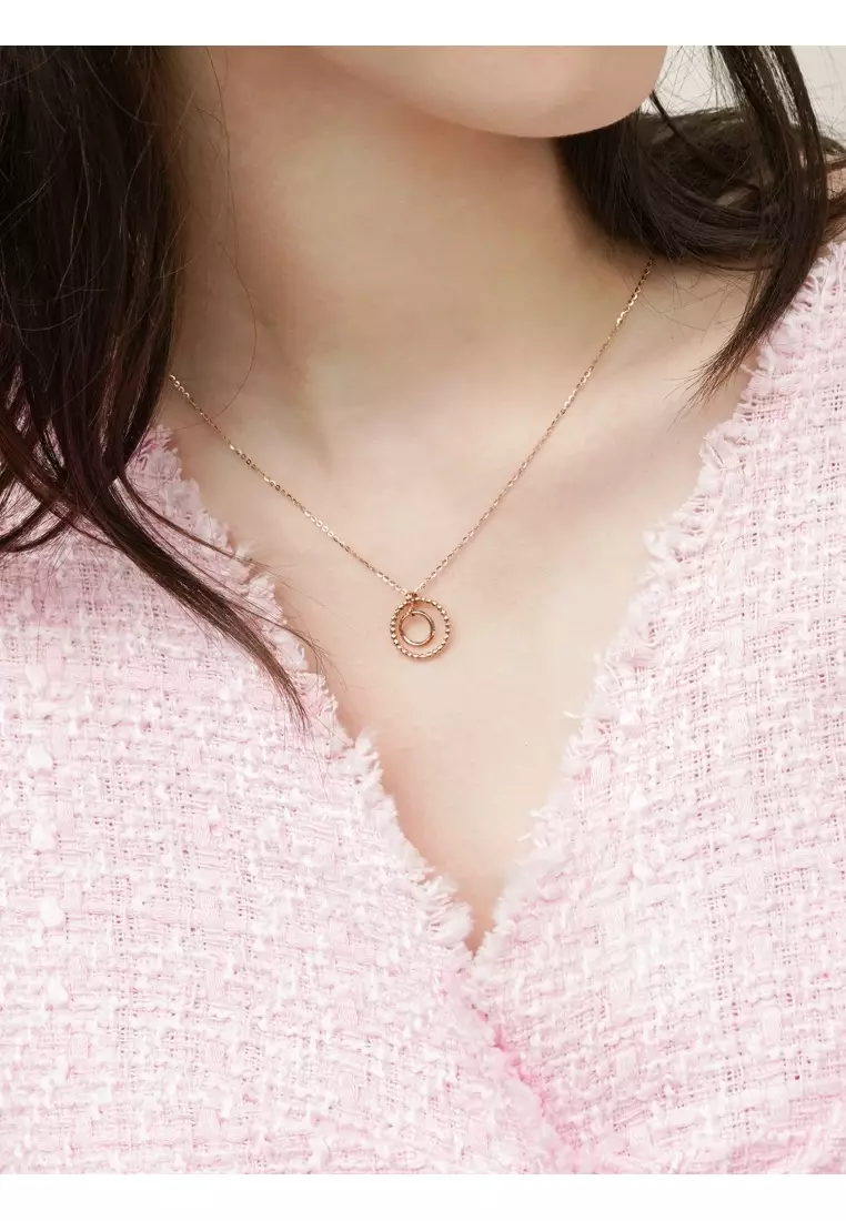 Delicate Gold 18K Rose Gold Cute Hoop Necklace for Women 92692N
