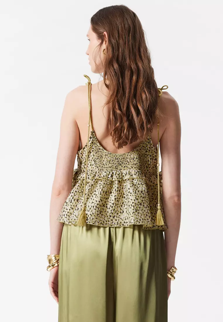 Peplum-Frill Strap Top