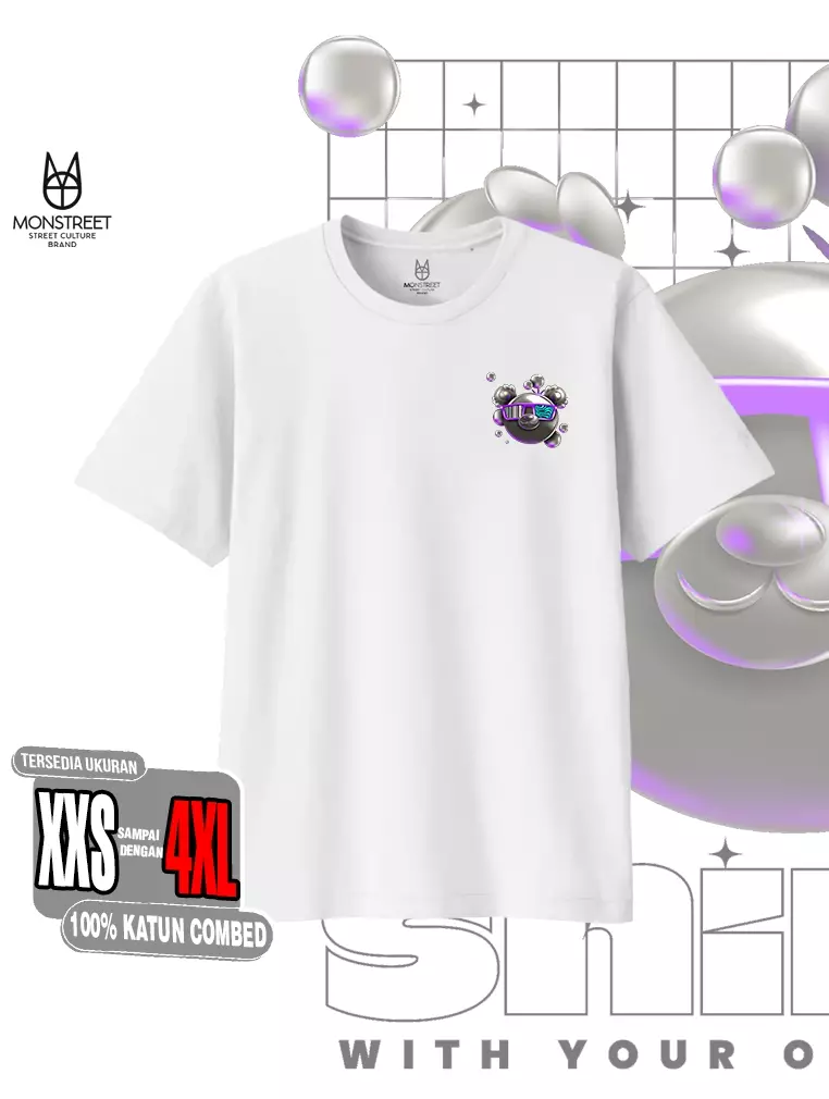 Monstreet Kaos Katun Combed 24S Grafis Reguler Fit Putih Tshirt UTR143 Cotton Combed 24S Graphic Tshirt Regular Fit White Tshirt