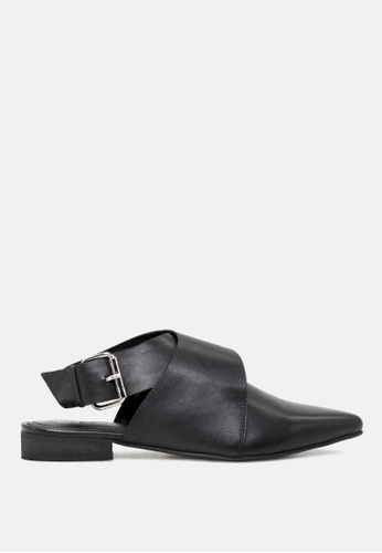 Rag & CO. black Leather Mules with Buckle Closure E5CDDSHACD87CCGS_1
