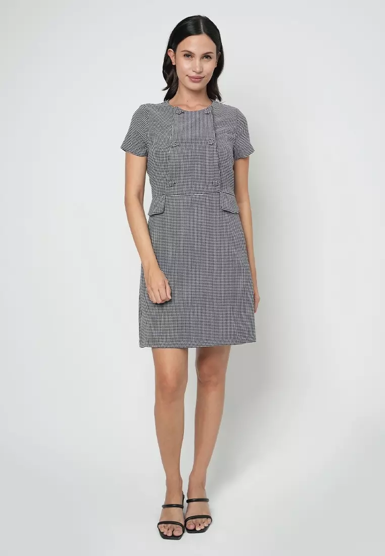Valentine Printed Shift Dress with Button Details