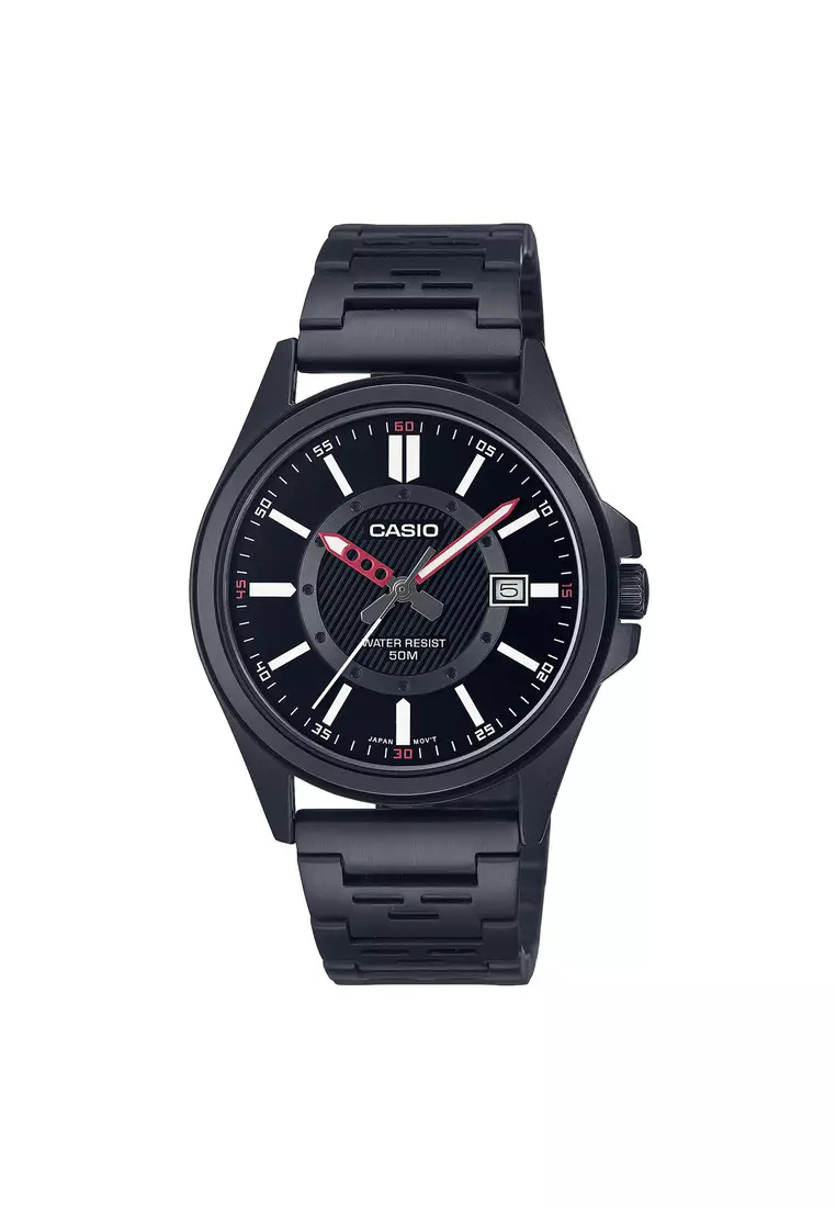 Casio Men s Analog Watch MTP E700B 1EV Black Stainless Steel Band Watch for men