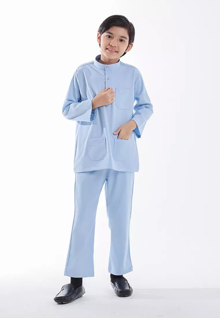 Alain Delon Baju Melayu Cekak Musang Budak - 19026504-35LightBlue