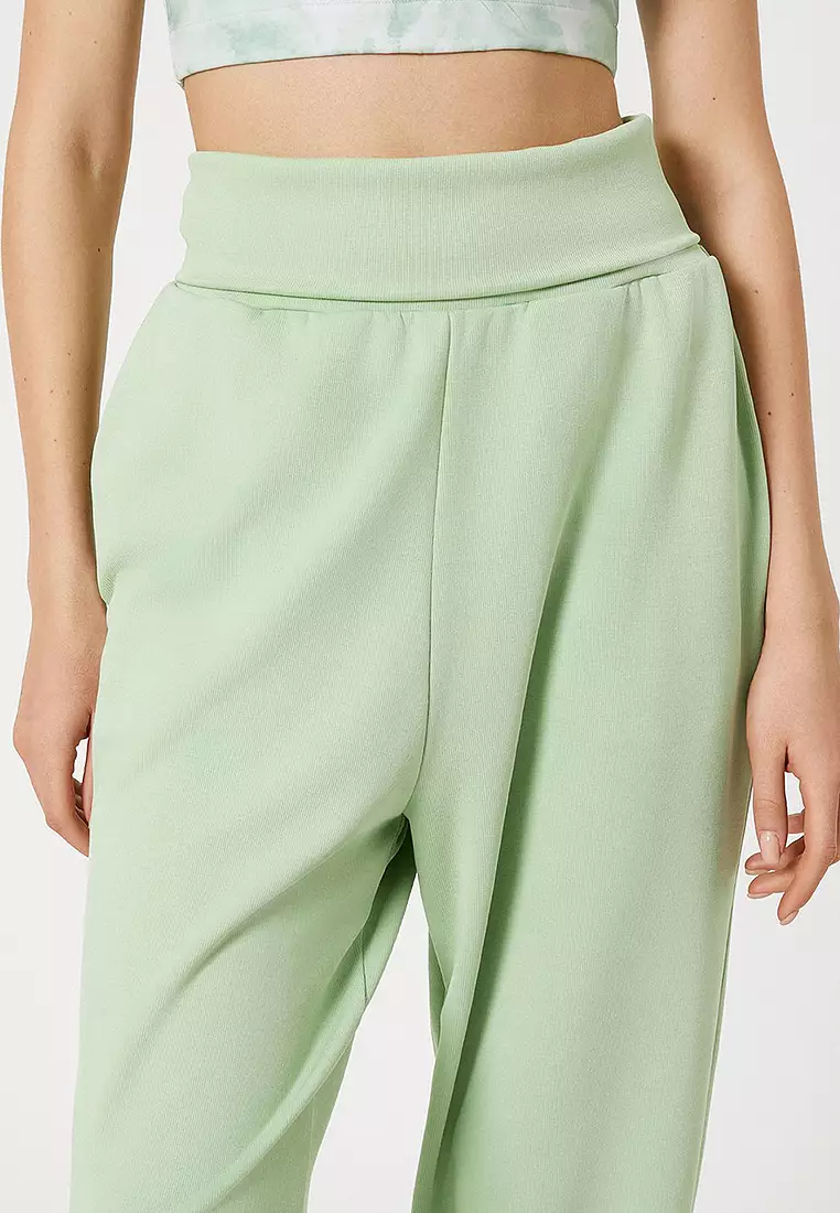 Koton Jogger Sweatpants Per Ragazze 5-6 Anni - Vita Elastica Con Tasche, Dettaglio Stampato, Colore Ecru, 59% Cotone