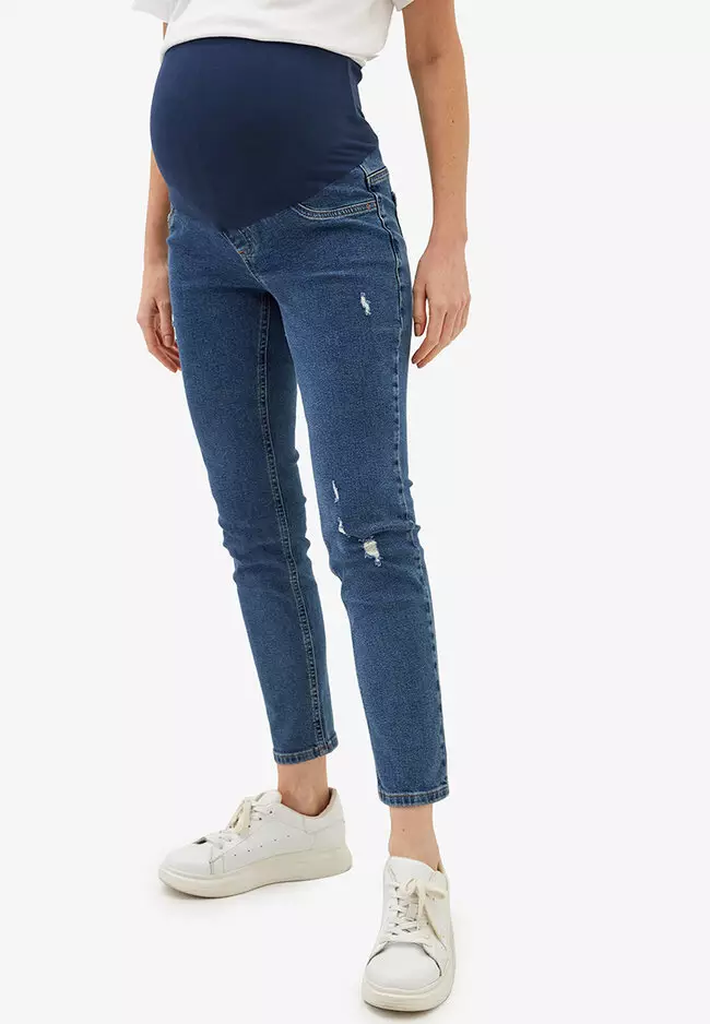 ESPRIT - MATERNITY Over-The-Bump Cropped Jeans at our online shop