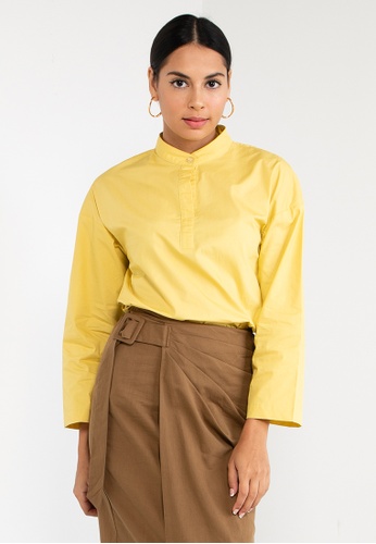 ZALIA BASICS yellow Cotton Back Detail Shirt 7D28EAA68DEC53GS_1