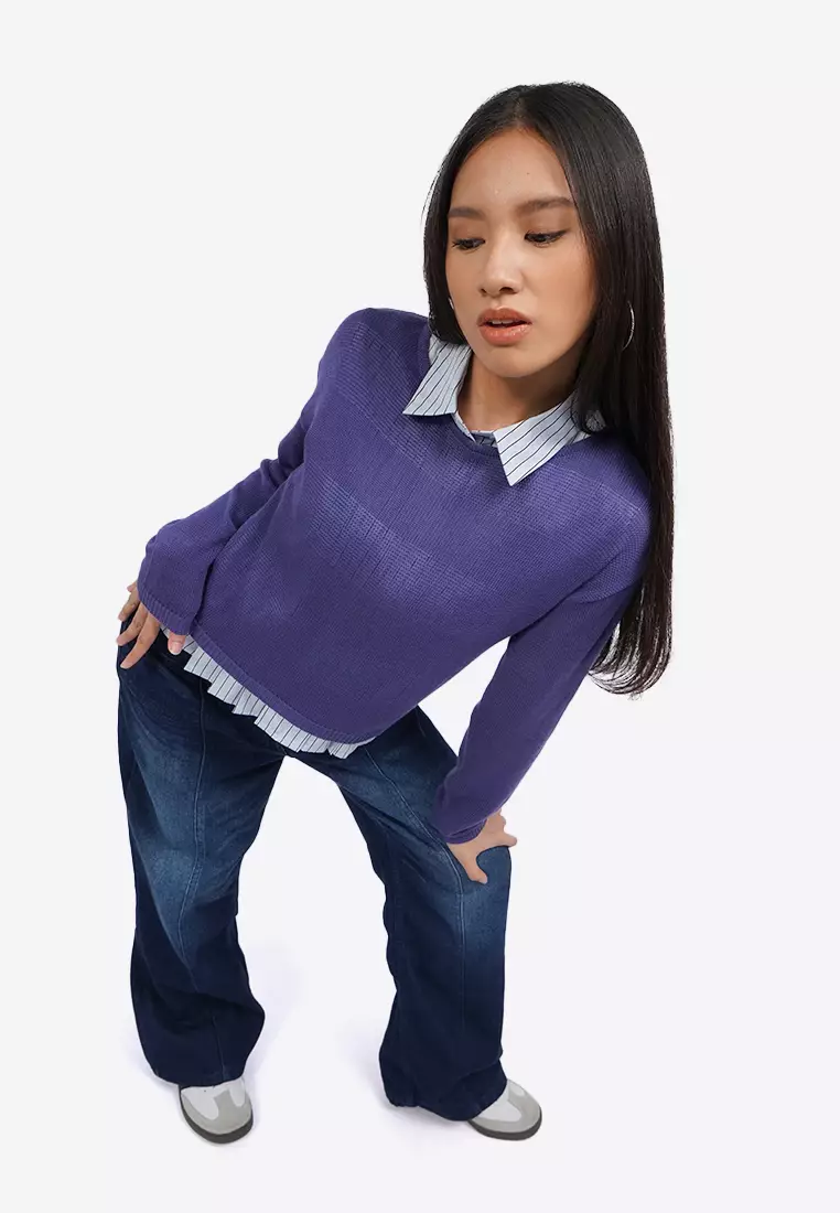 Long Sleeve Textured Knit Sweater