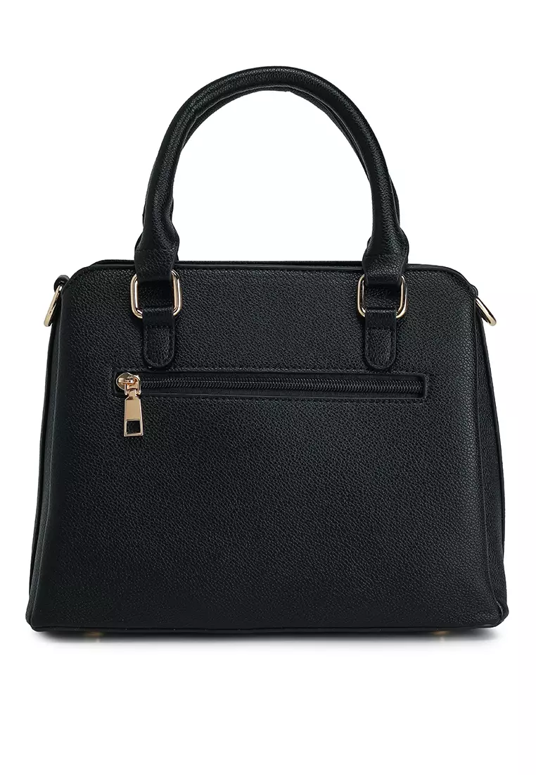 Pebbled Multi-Compartment Top Handle Bag