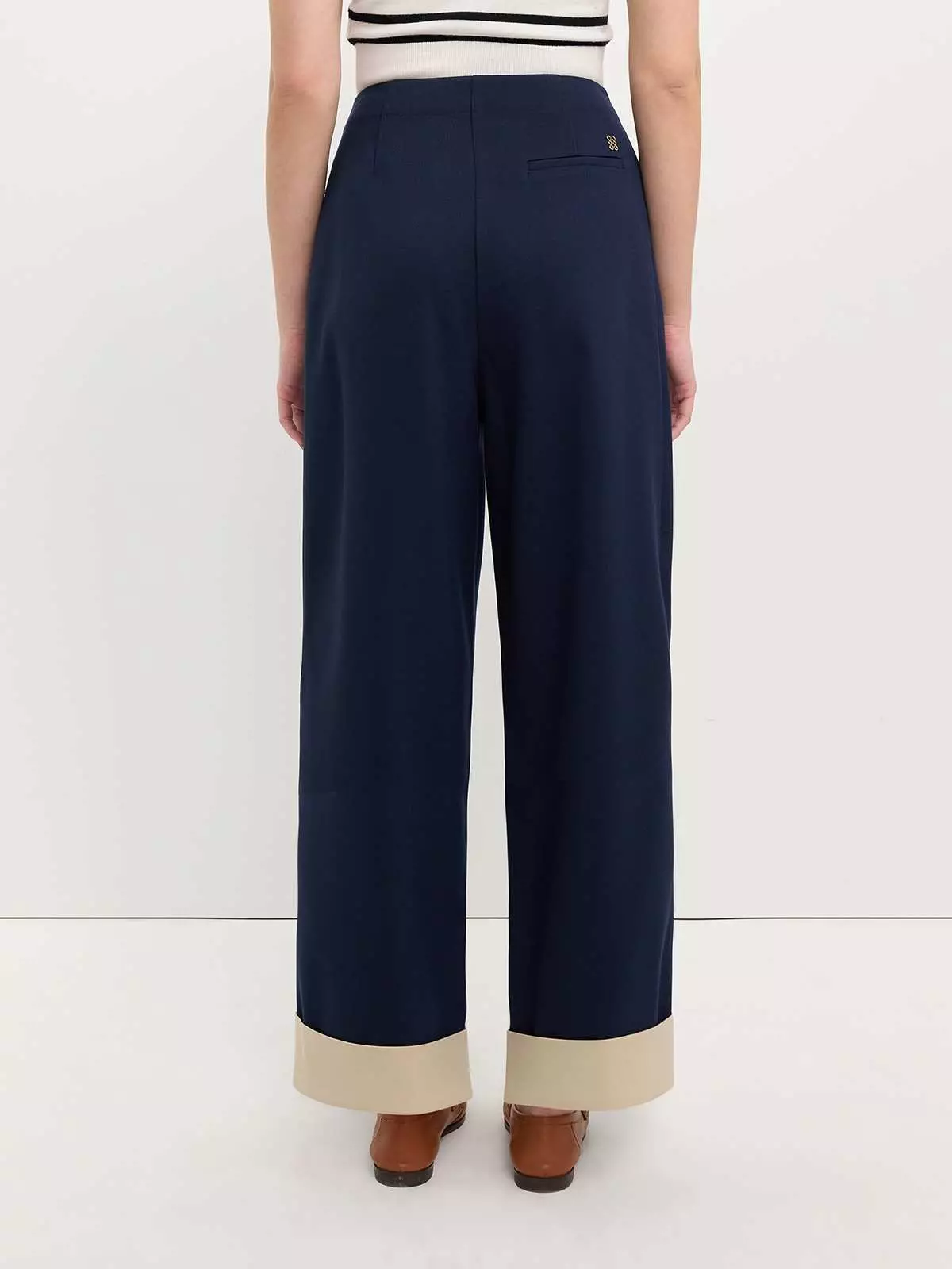 Folded Hem Pants - Navy