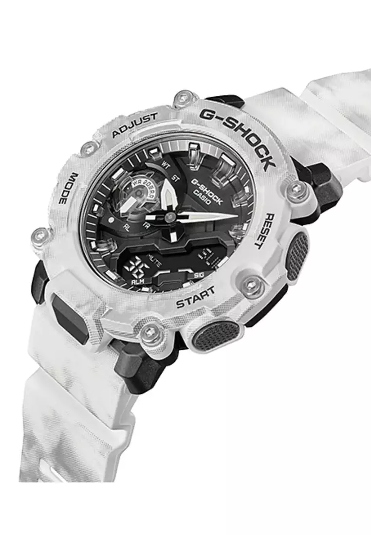 Men's Analog-Digital Watch GA-2200GC-7A Frozen Forest Carbon Core Guard White Resin Band Sport Watch
