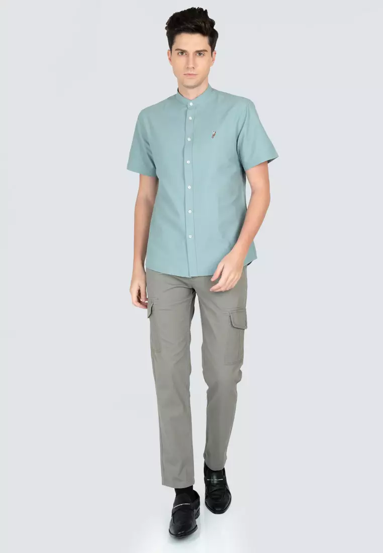 Polo Haus - Men’s Cotton Mix Signature Fit Mandarin Collar Short Sleeve MBSSE003