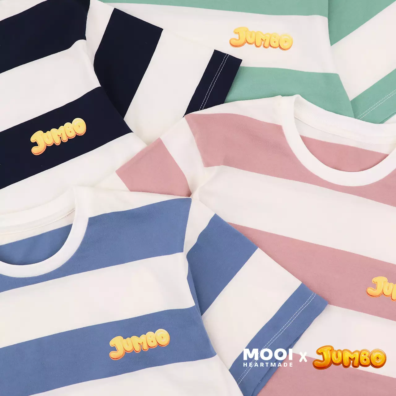 Mooi x Jumbo Kaos Dewasa Tshirt Striped Adult - Blue Sky
