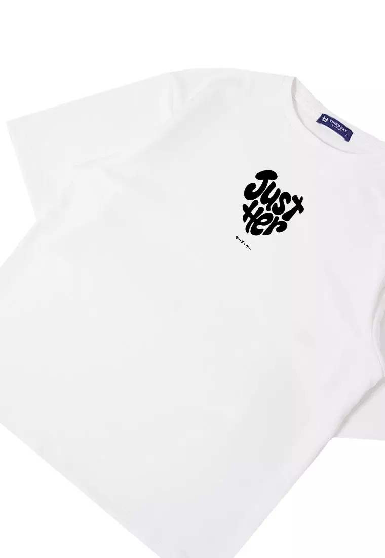 MTU22 kaos couple pasangan terbaru oversize bahan tebal scubalux "just her" putih