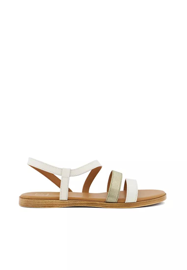 Dune white flat sandals top
