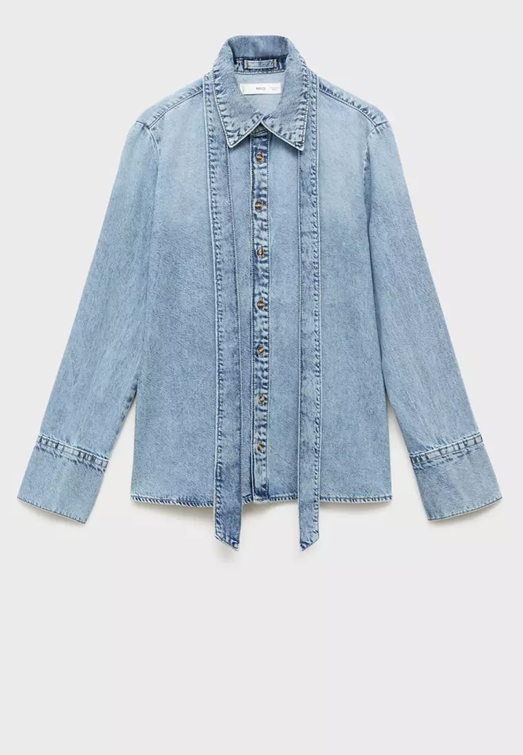 Denim Shirt With Bow