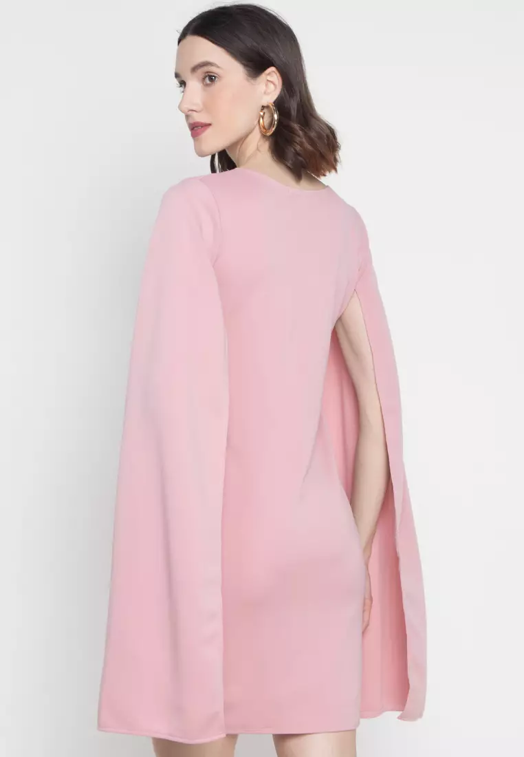 Dusty pink cape dress hotsell