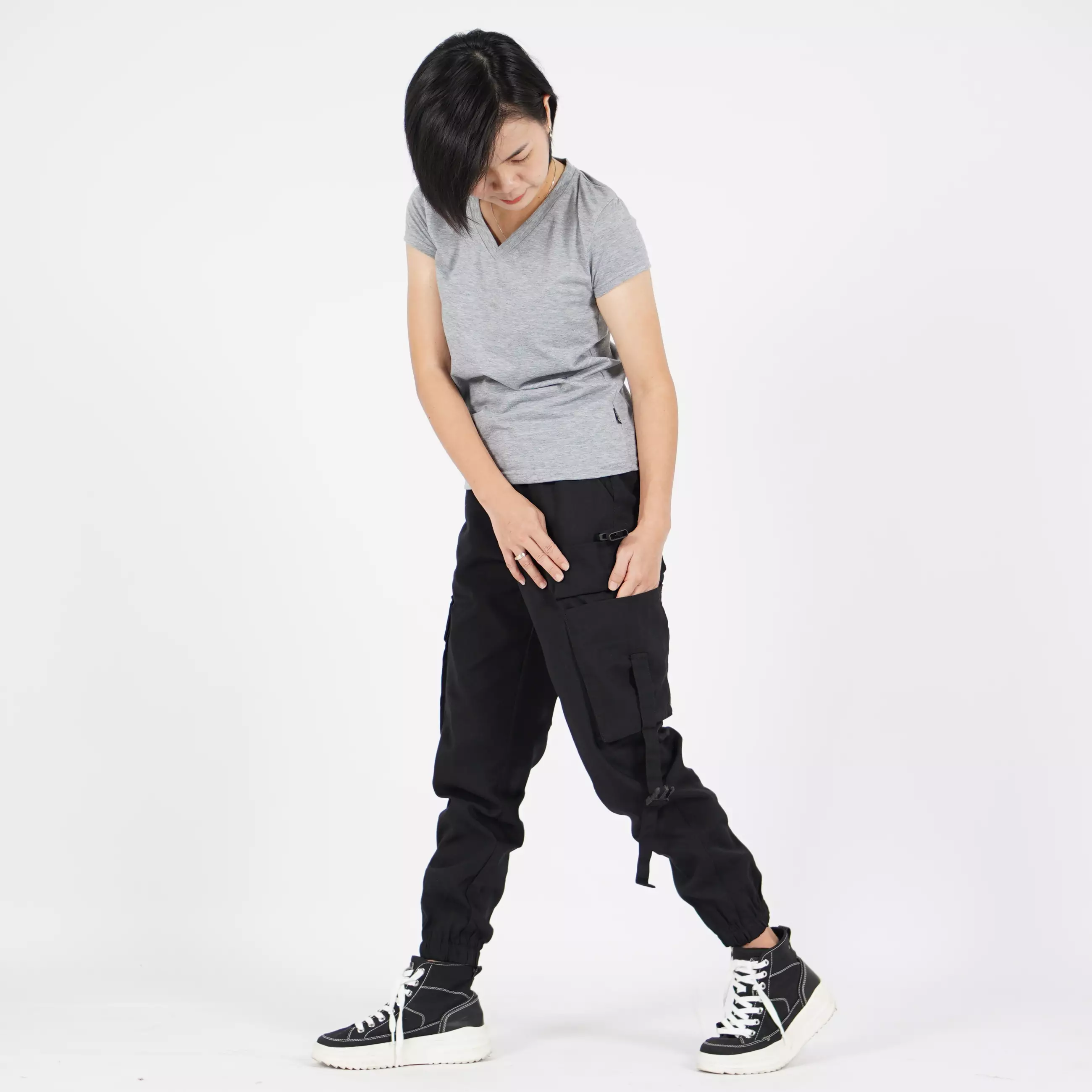  ARTHA Celana Hypebeast Celana Wanita Celana Cargo Jogger Pant - HITAM