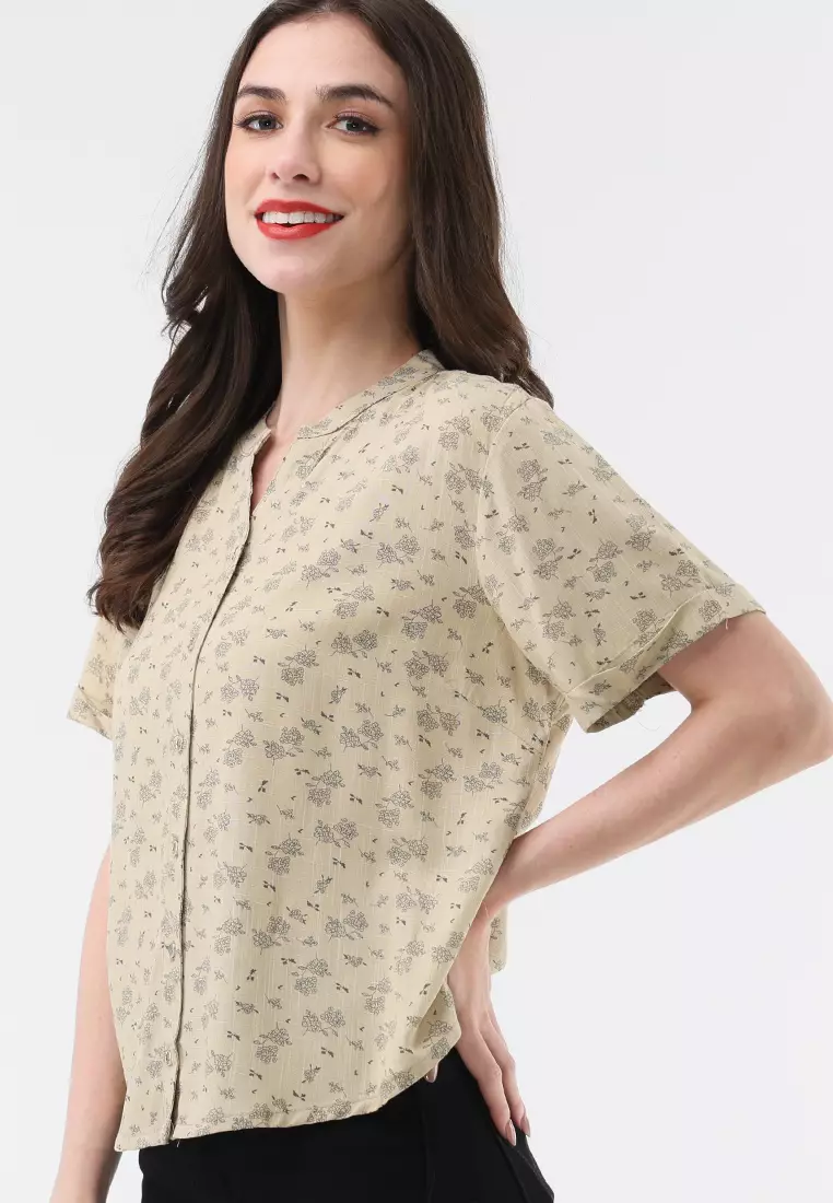 Short Slvs Chinese Collar Blouse