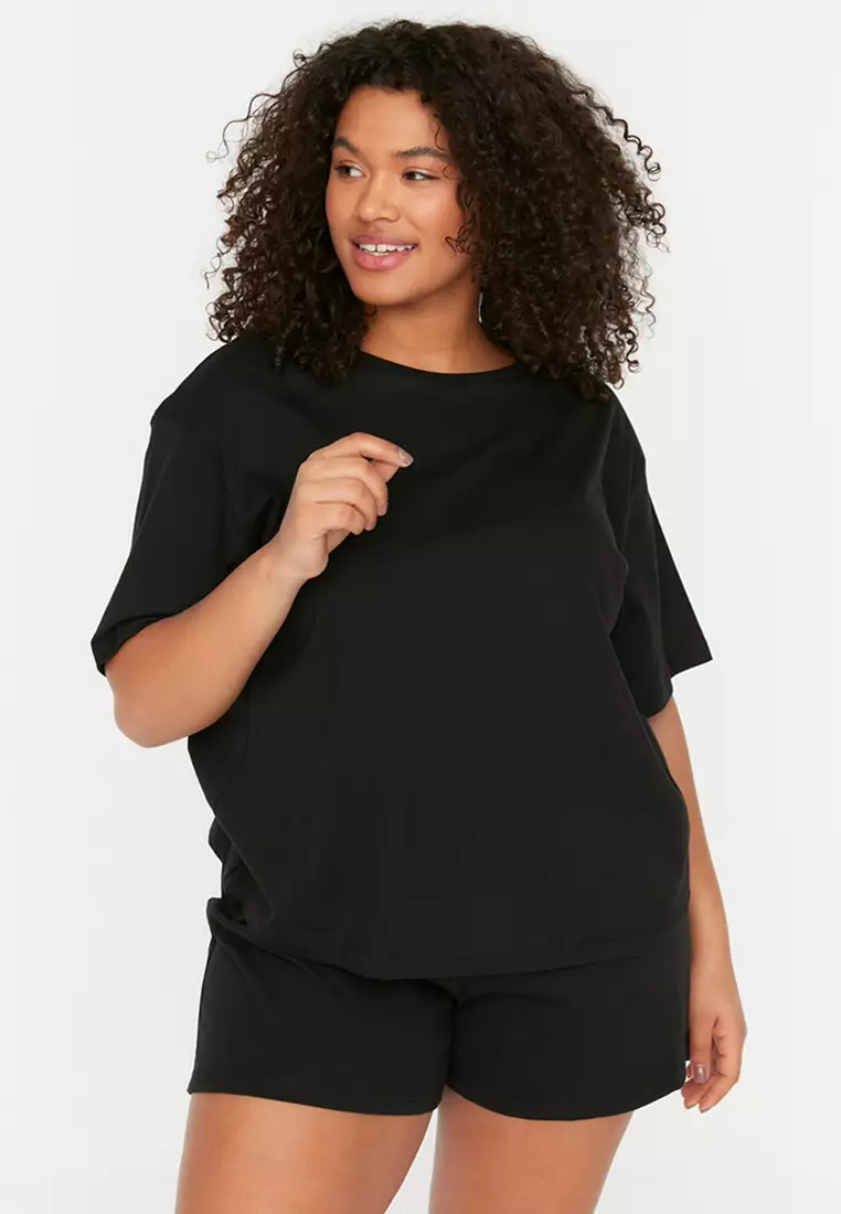 Plus Size Crewneck Knitted Pajama Set