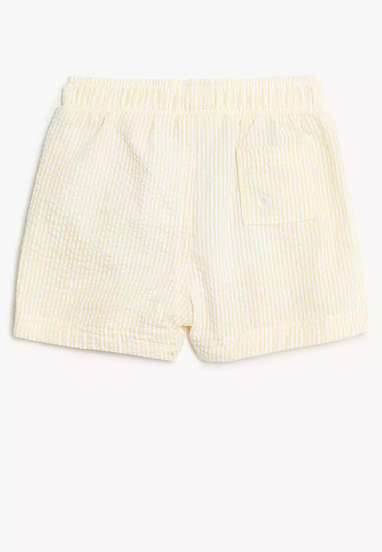 Cotton Blend Seersucker Swim Shorts