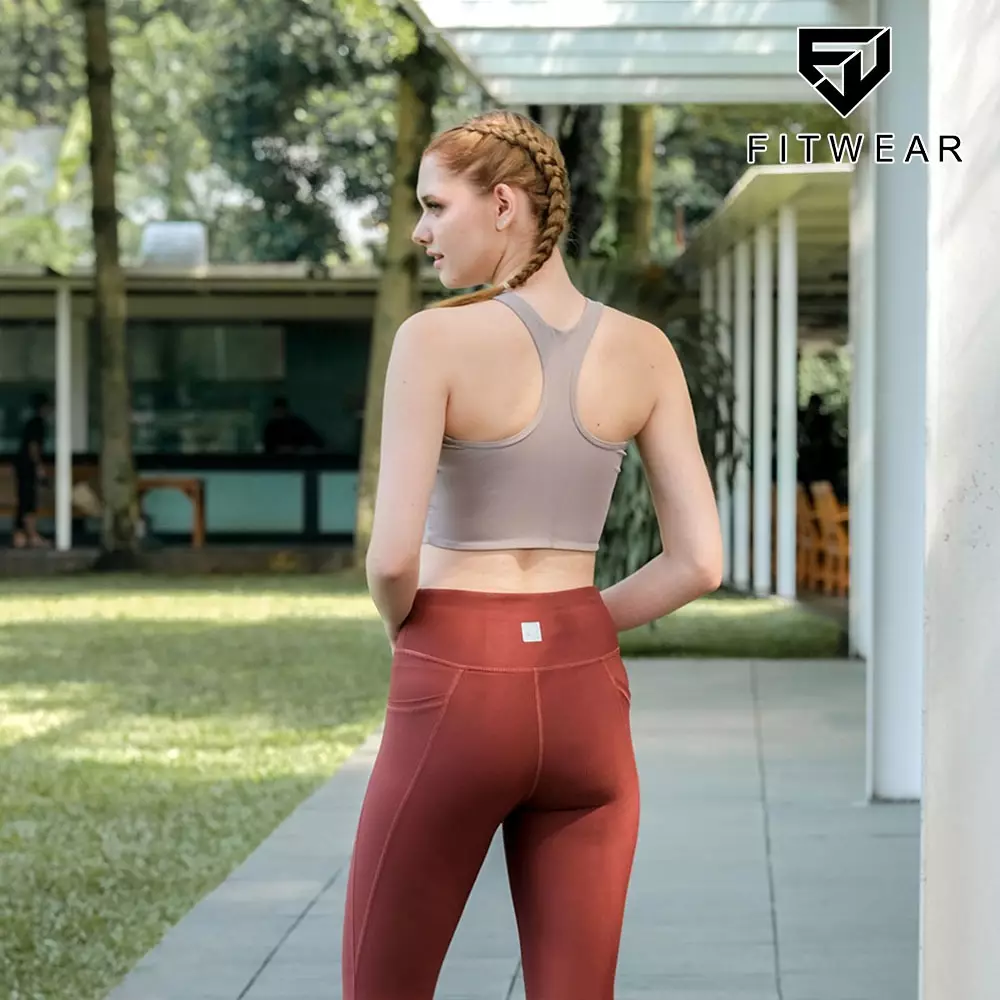 Fitwear - Sportbra Olahraga Wanita HERIN BRA 2TONE SEAMLESS - LATTE-BRICK