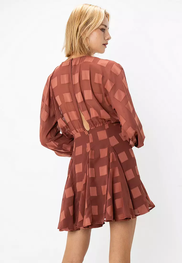 Plunge Mini Dress With Godet Skirt