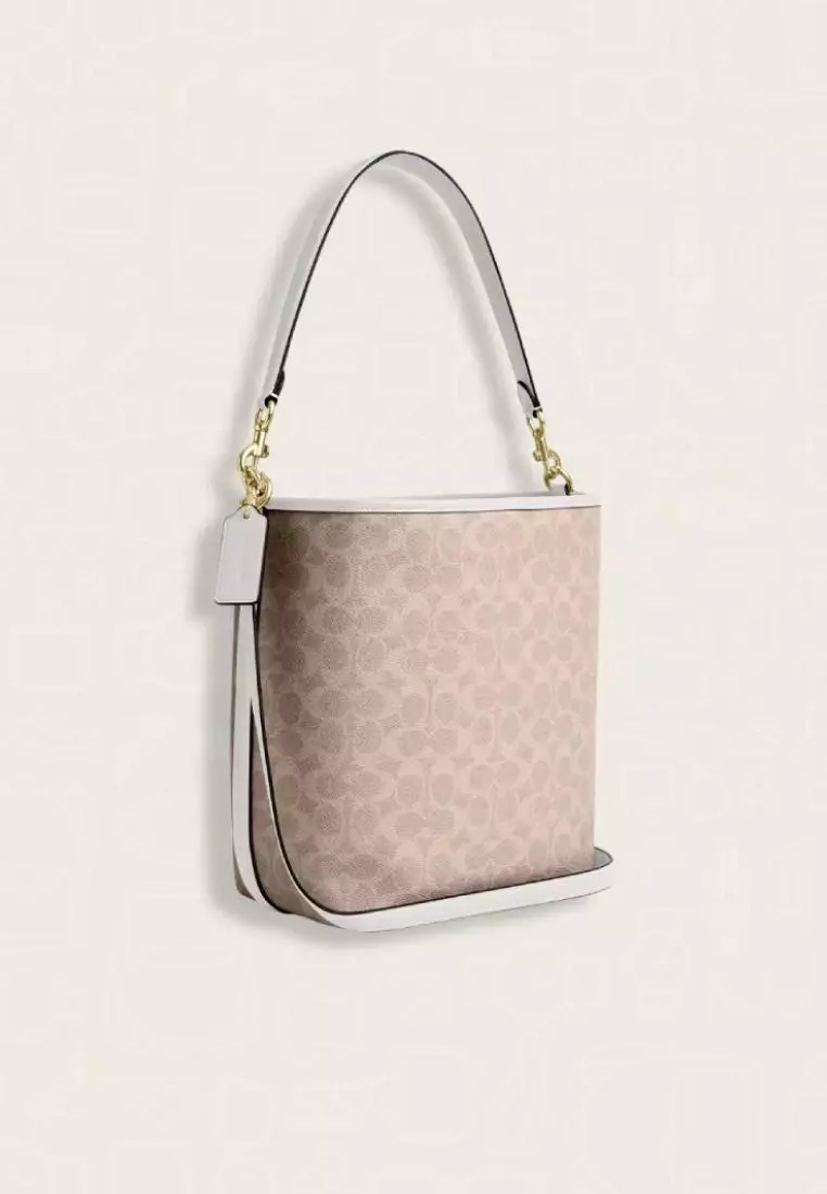 Coach City Large Bucket Bag In Signature Canvas Sand Chalk