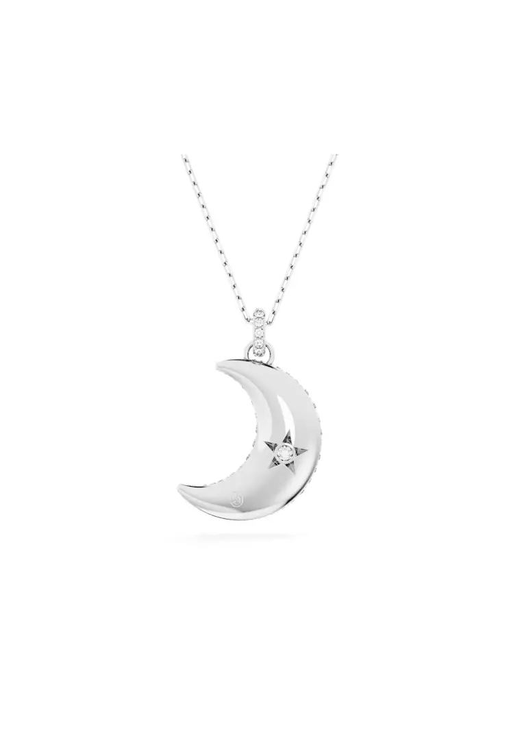 Luna Pendant Moon White Rhodium Plated