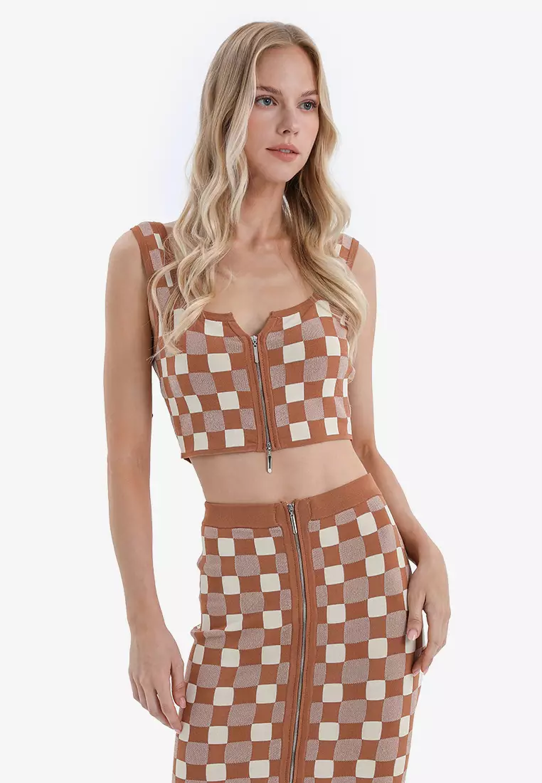 Knitted Checked Top