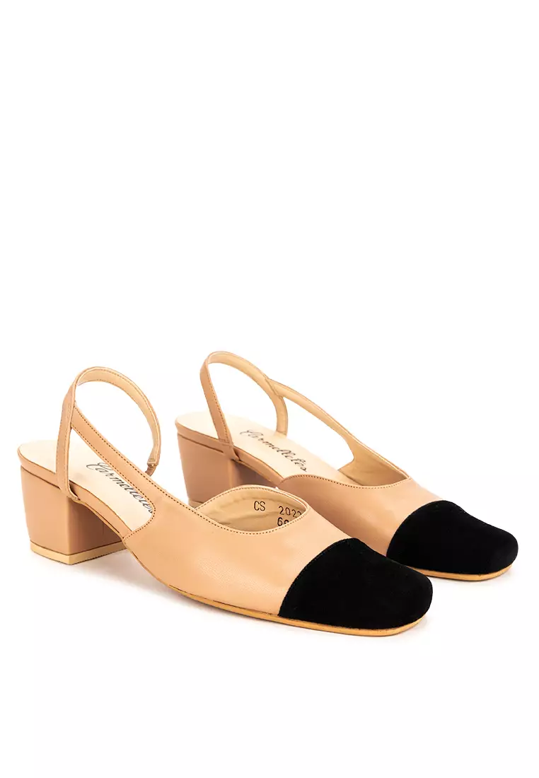 Square Toe Slingback Heels