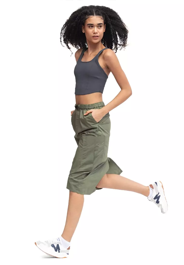 Pull Up Cargo Midi Skirt With Pockets