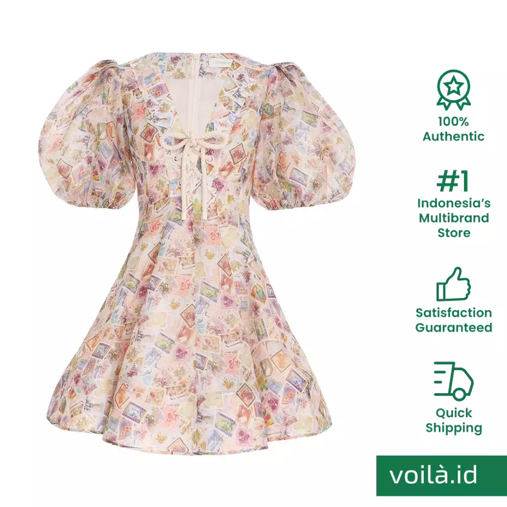 Jual Zimmermann Zimmermann High Tide Laced Mini Dress Stamp Print Original 2024 ZALORA Indonesia