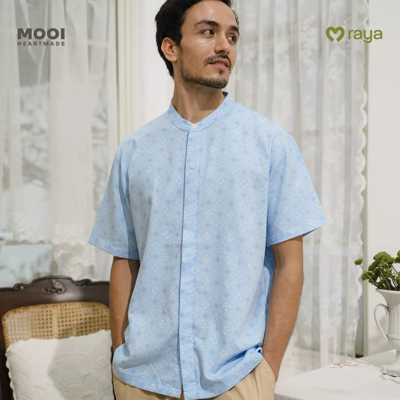 Mooi Atasan Pria Kemeja Pria Raya Collection Zaidan Koko Sandya Series - White
