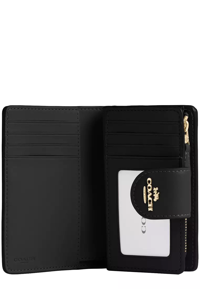 Medium Corner Zip Wallet In Signature Canvas in Tan/ Black CW786