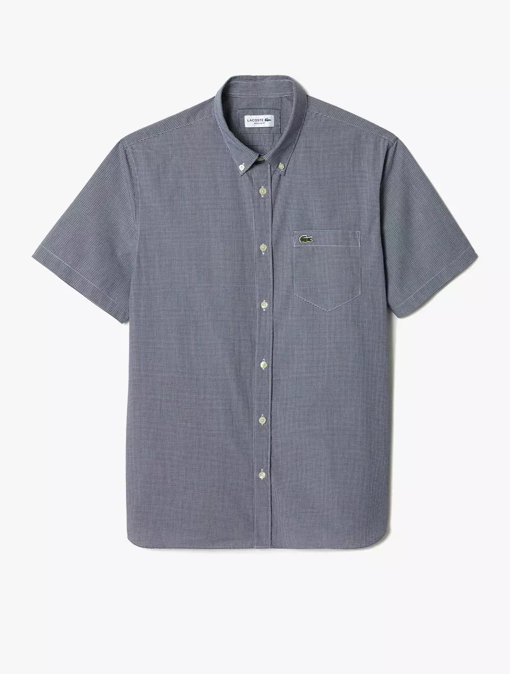 Short Sleeved Regular Fit Gingham Shirt - WHITE