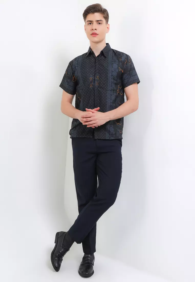 Ethnic Kemeja Batik Exclusive Premium Pria Casual Modern Lengan Pendek