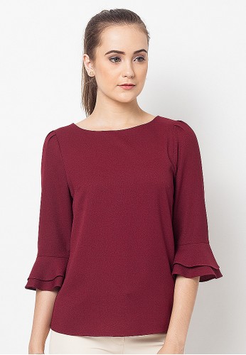 Double Layer Bell Sleeves-Maroon