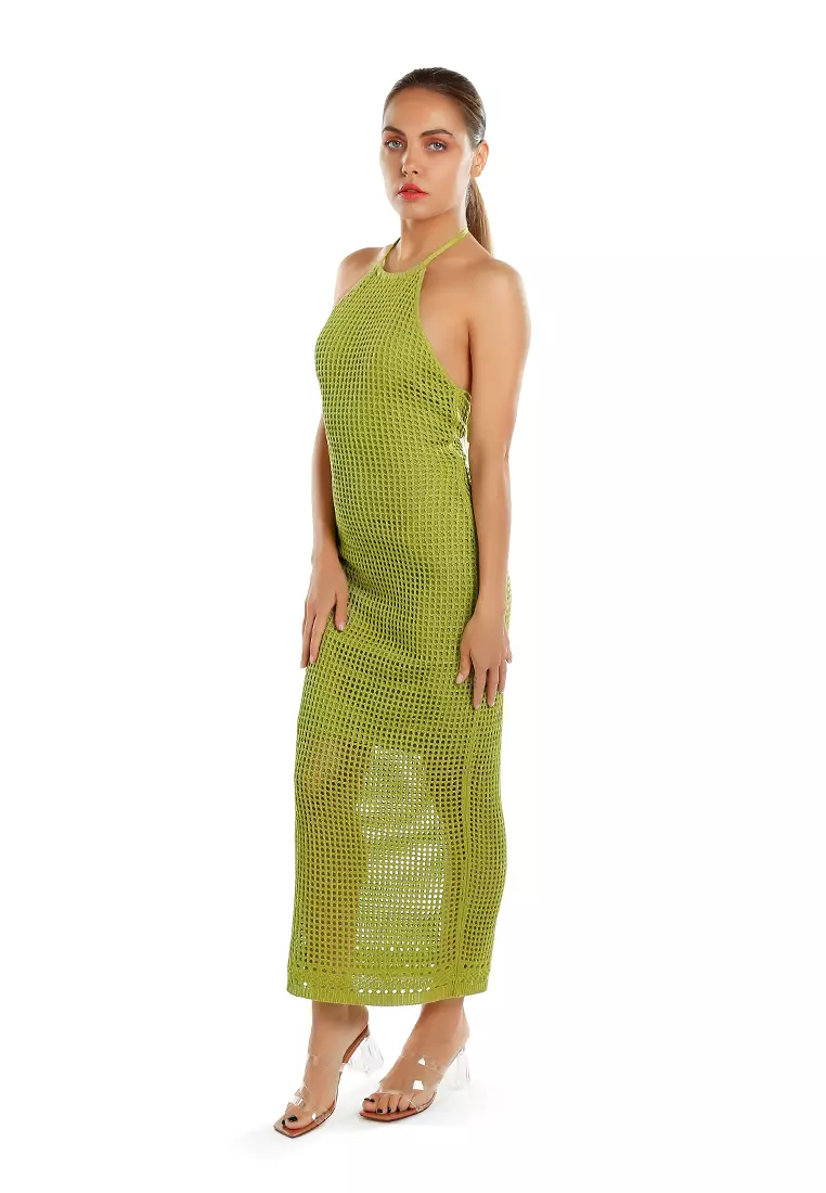 sachin and babi light blue dress Cara Red Plunging Halter Backless Maxi Dress main image 1